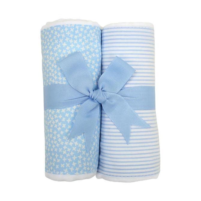 blue Bunny Set Of Two Fabric Burps