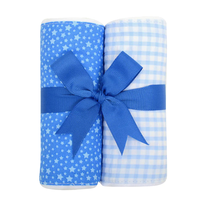 blue Airplane Set Of Two Fabric Burps