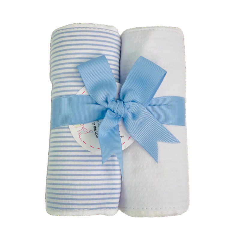 blue seersucker burp set of 2