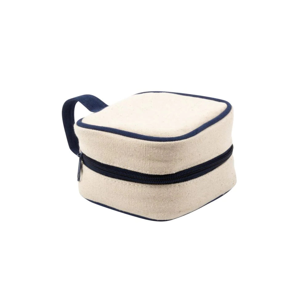 Canvas Square Jewelry Case navy blue