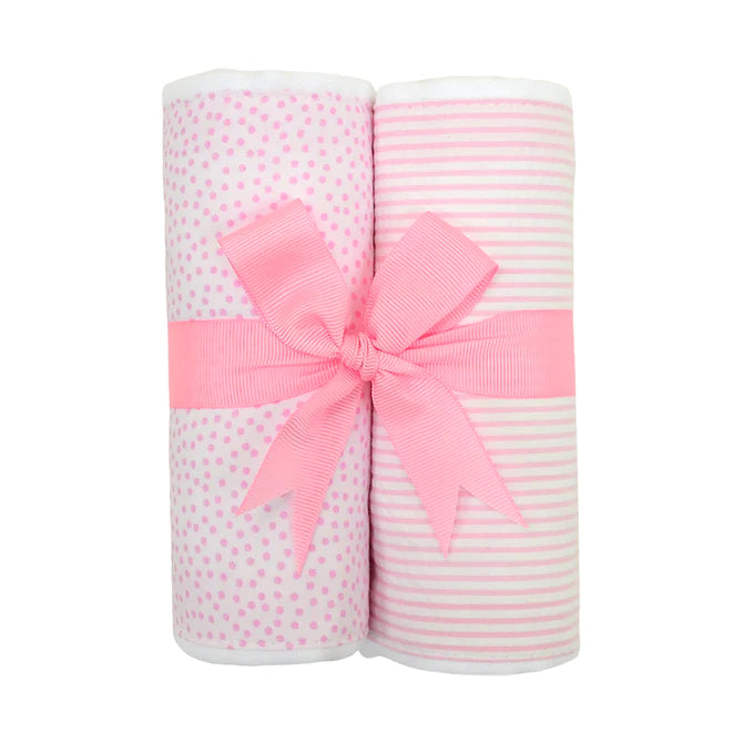 pink Bunny Set Of Two Fabric Burps