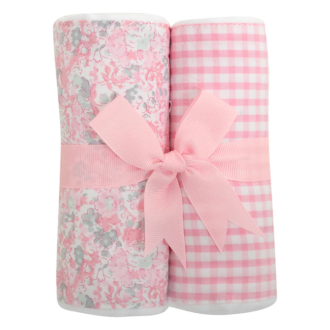 pink Elephant Set Of Two Fabric Burps